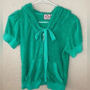 Juicy Couture Green Terry Short Sleeve Hoodie